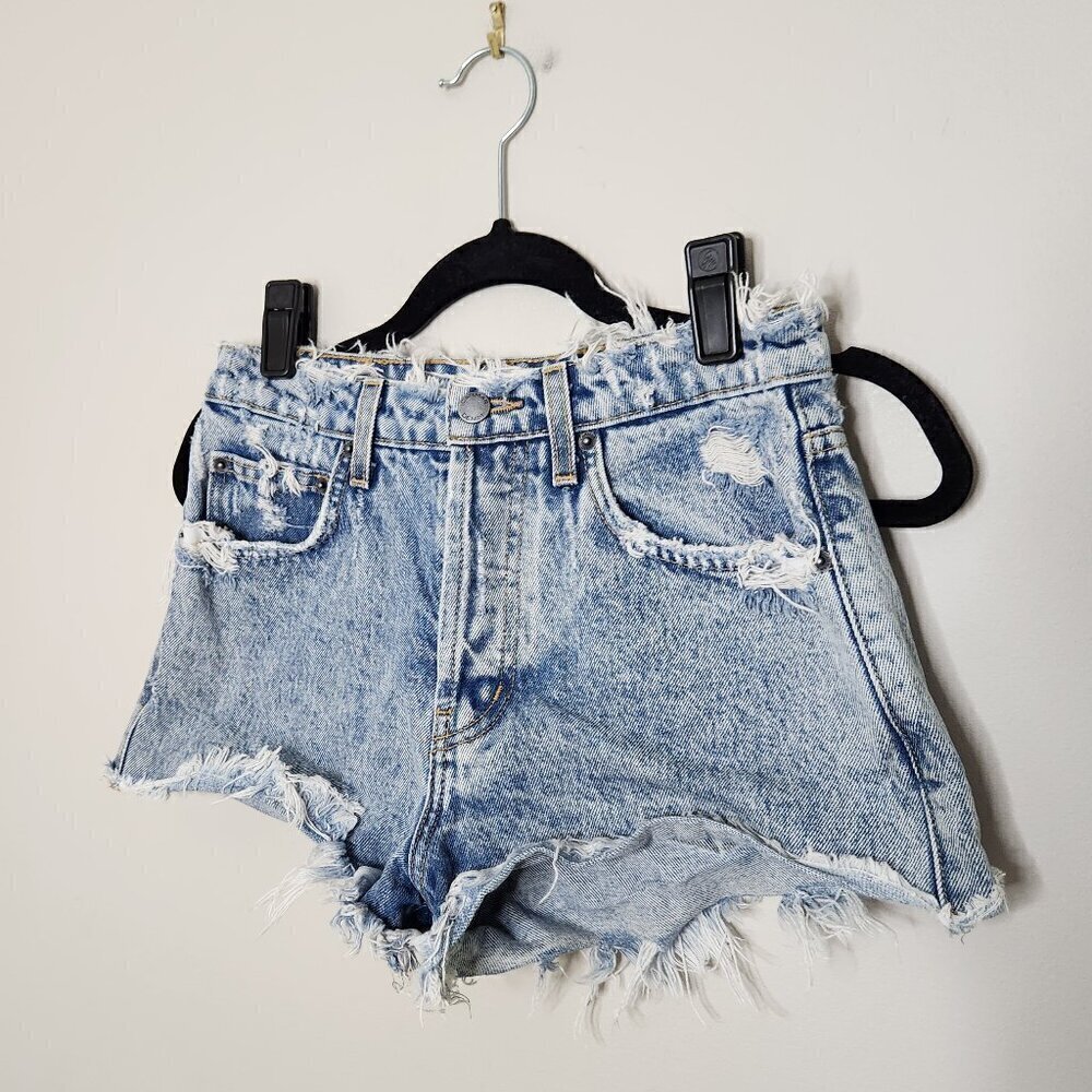 CARMAR Distressed Denim Button Fly Shorts